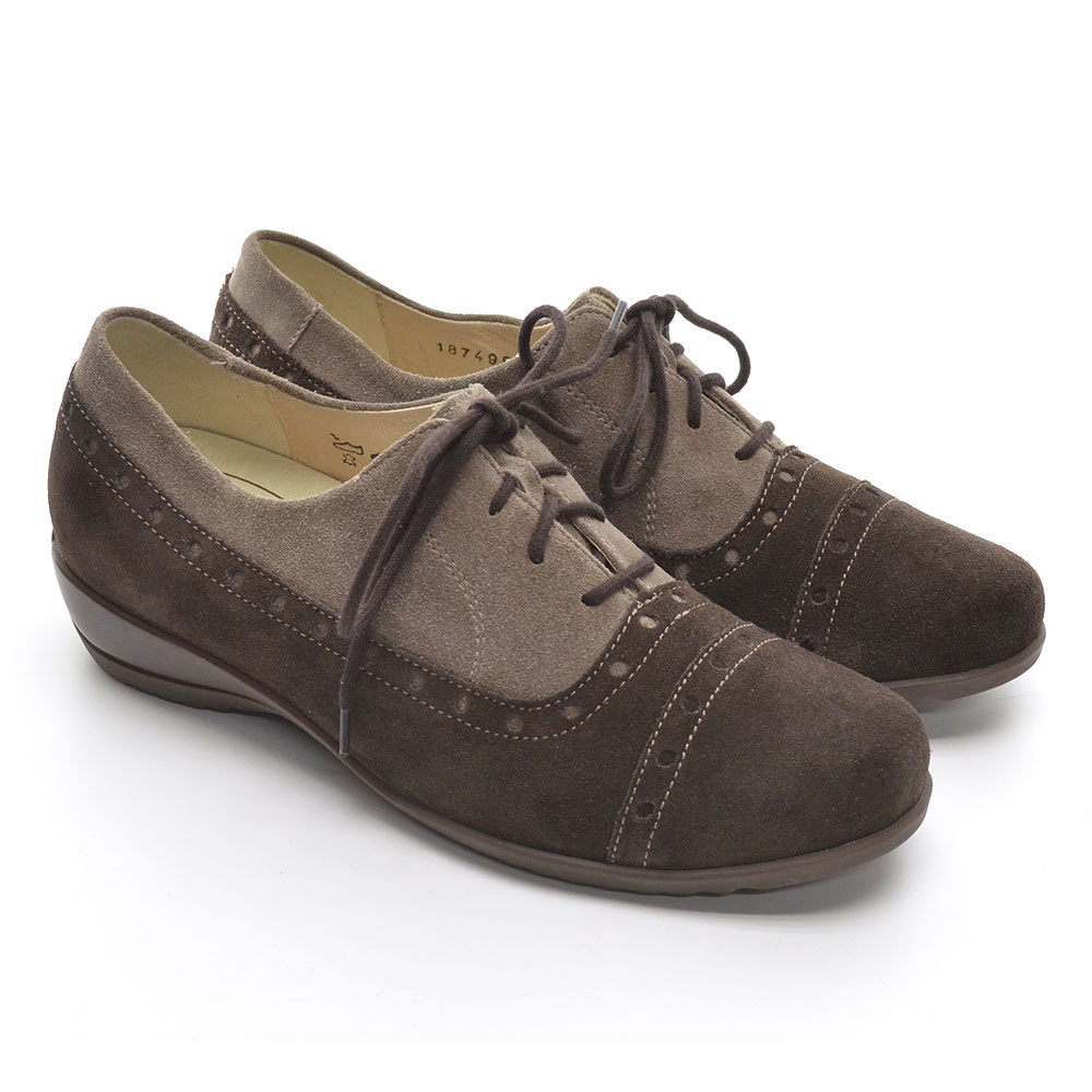 Waldlaufer Brown Suede Brogue Cap Toe Oxfords 7 M New